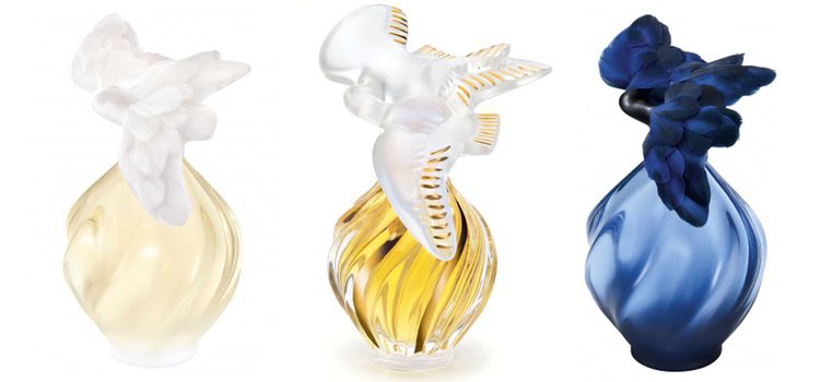 Los perfumes de 'Collection Lumière', de izq a dch: 'L'Air du Temps L'Aube', 'L'Air du Temps Zénith' y 'L'Air du Temps Le Crépuscule'