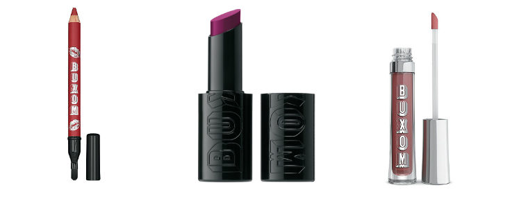 'Plumpline Lip Liner', 'Big & Sexy Bold Gel Lipstick' y 'Full On Lip Polish', los labiales de Buxom
