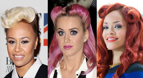 Emeli Sandé, Katy Perry y Rihanna con peinados inspirados en los Victory Rolls