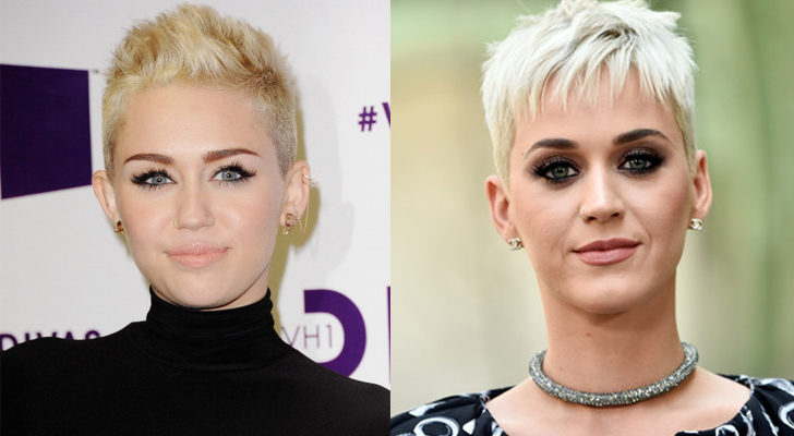 Miley Cyrus (izquierda) y Katy Perry (Derecha), con pixie short