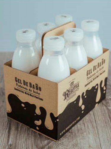 Gel de baño en forma de botellas de leche