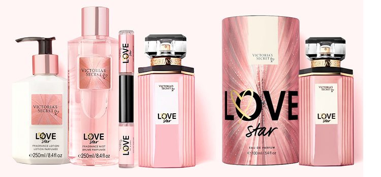 El nuevo perfume de Victoria's Secret 'Love Star', se presenta junto a otros productos de cuidado corporal