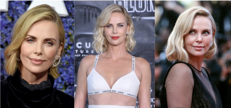 Charlize Theron's various looks with sideburns