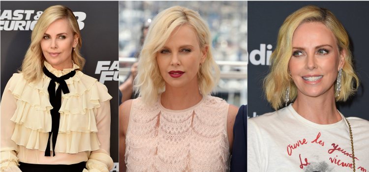 Different looks of Charlize Theron with midi hair