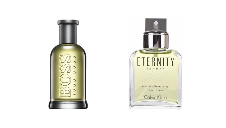 Perfumes Boss Bottled de Hugo Boss y Eternity Men de Calvin Klein 