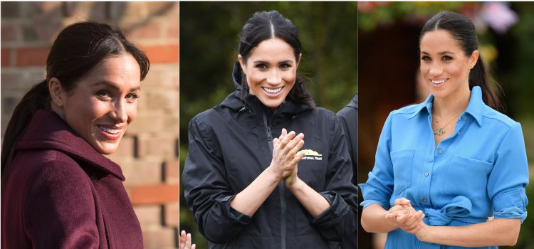 Different looks of Meghan Markle with a ponytail