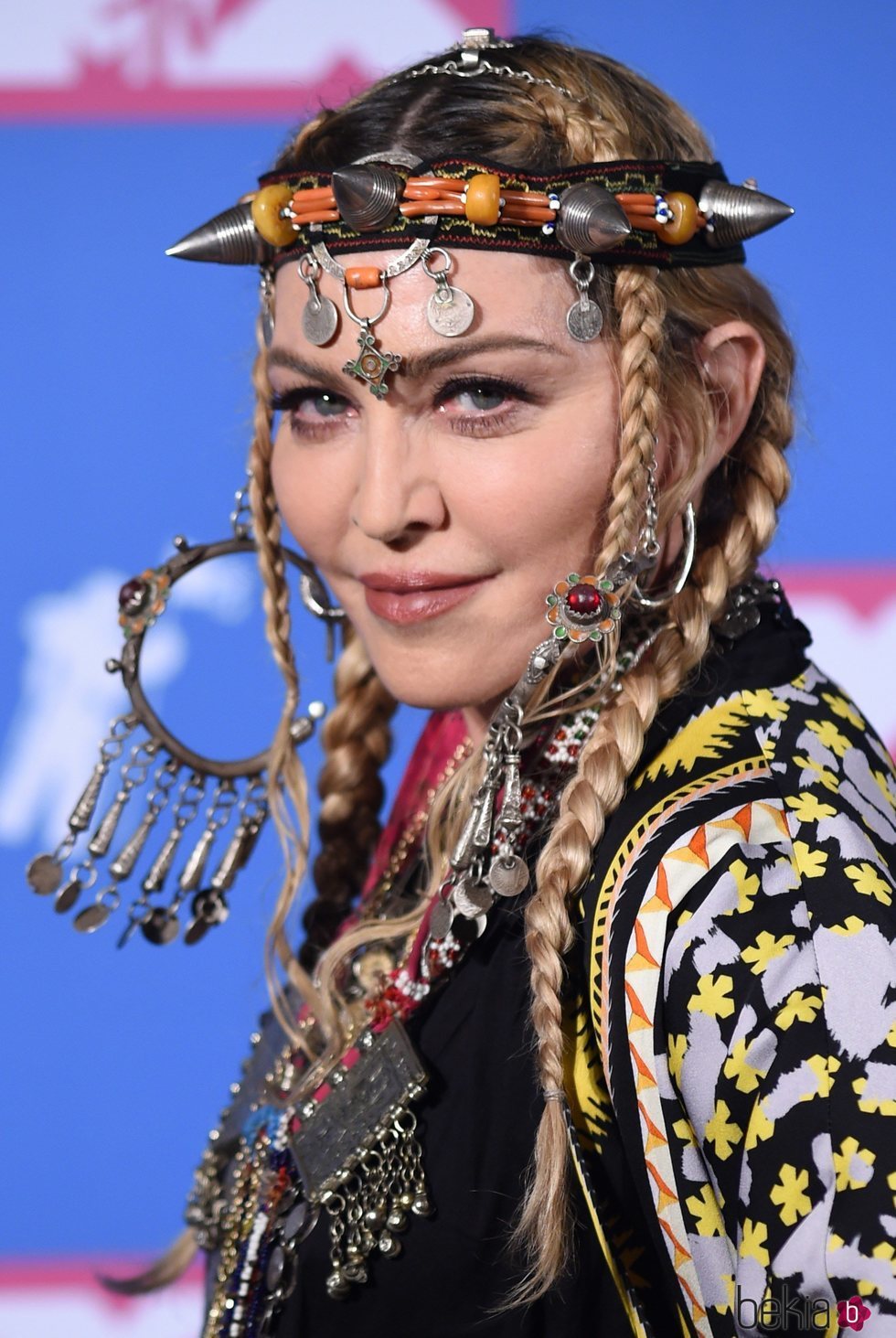 Madonna con el cabello decorado en la gala de los Premios MTV Video Music 2018