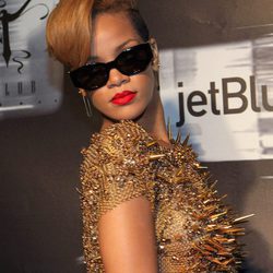 Rihanna en la fiesta de lanzamiento de su disco Rated R en 2009